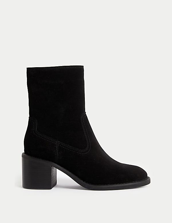 Suede Block Heel Sock Boots TAN Boots M S JE