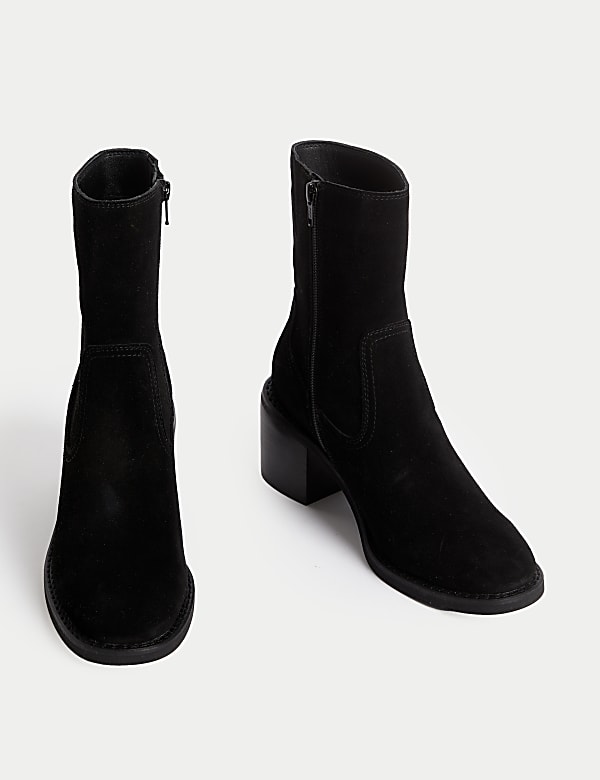 Zamszowe botki skarpetkowe na słupku - PL