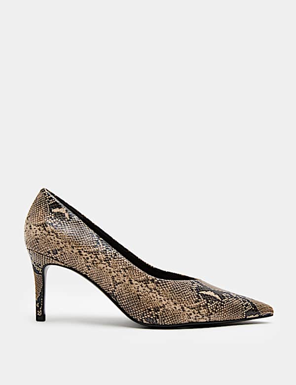 Snake Print Stiletto Heel Pointed Court Shoes - VN