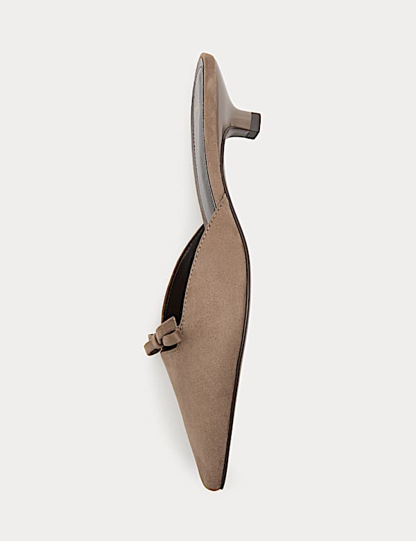 Bow Detail Kitten Heel Chisel Toe Mules - DK
