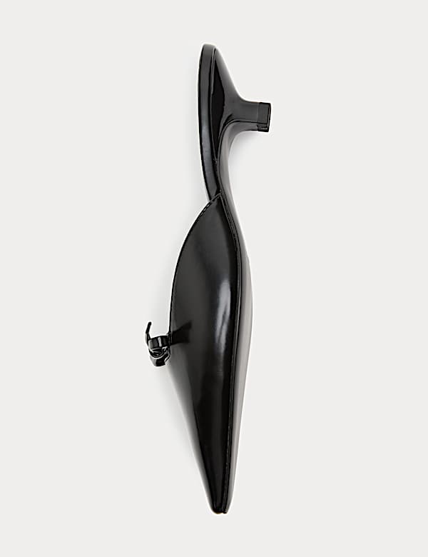 Bow Detail Kitten Heel Square Toe Mules - BE
