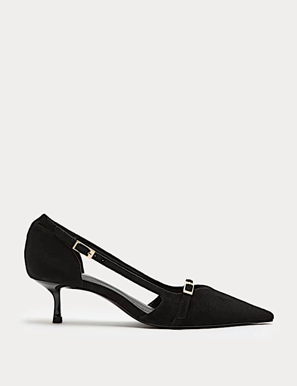 Buckle Detail Kitten Heel Pointed Court Shoes - ID