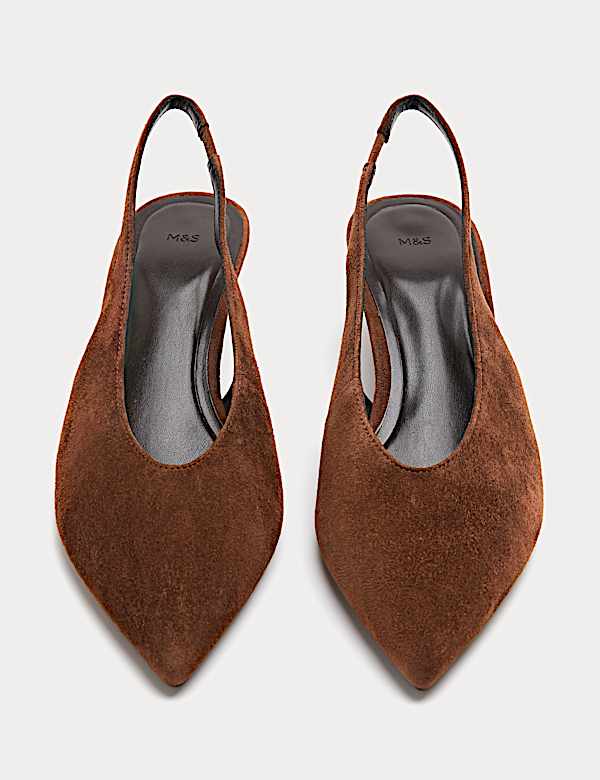Suede Cone Heel Pointed Slingback Court Shoes - GR