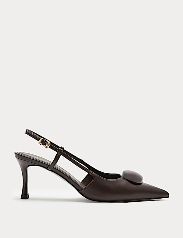 Chaussures &agrave; talons aiguille, bout pointu, bride arri&egrave;re et d&eacute;tail bordure - LU