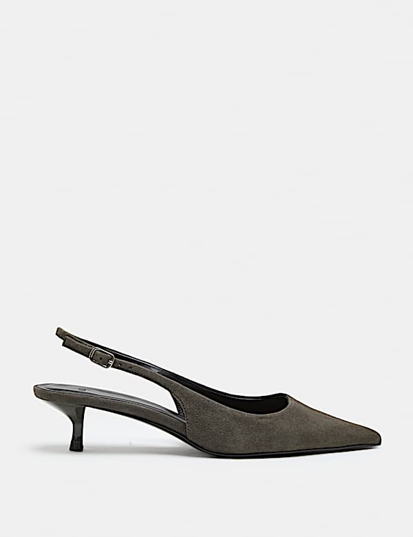 Chaussures en daim &agrave; petit talon et bride arri&egrave;re - CH