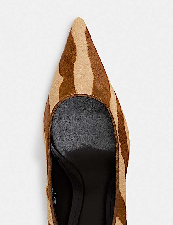Hair On Animal Print Stiletto Heel Court Shoes - VN