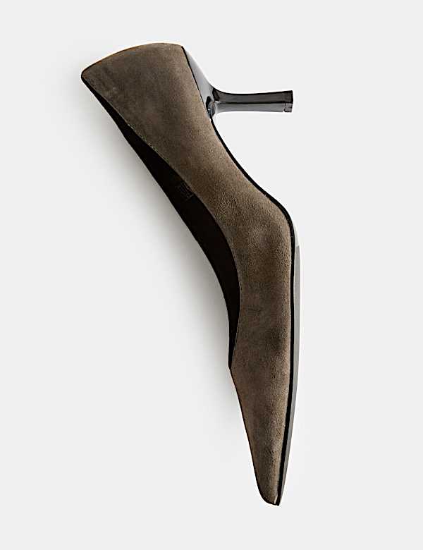 Suede Kitten Heel Pointed Court Shoes - CA