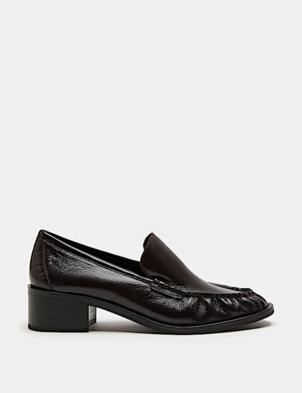 Mocassins en cuir ruch&eacute; &agrave; talons carr&eacute;s - CH