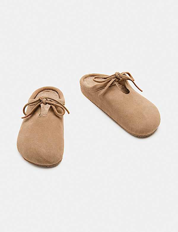 Suede Bow Tie Mule Clog Slippers - CY