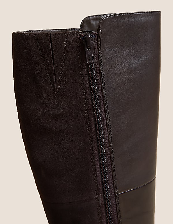 Wide Fit Leather Flat Knee High Boots