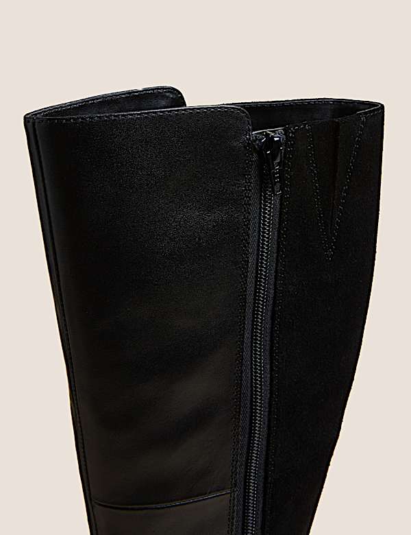Wide Fit Leather Flat Knee High Boots