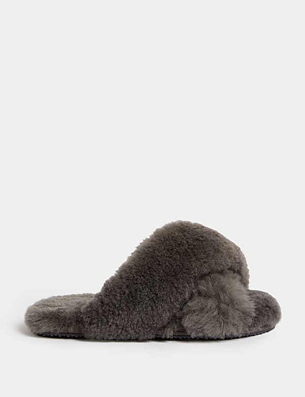 Shearling Crossover Slider Slippers - KG