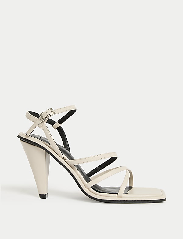 Leather Kitten Heel Sandals - HU