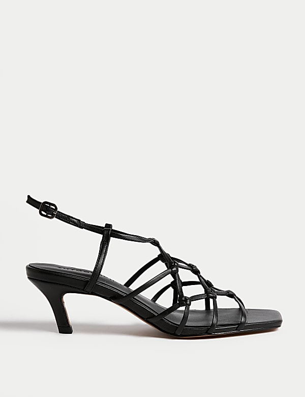Leather Strappy Stiletto Heel Sandals - MX