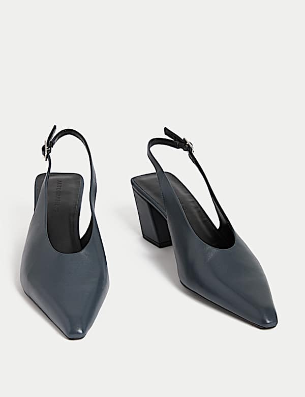 נעלי עקב מעור עם רצועת עקב וחרטום מחודד - IL