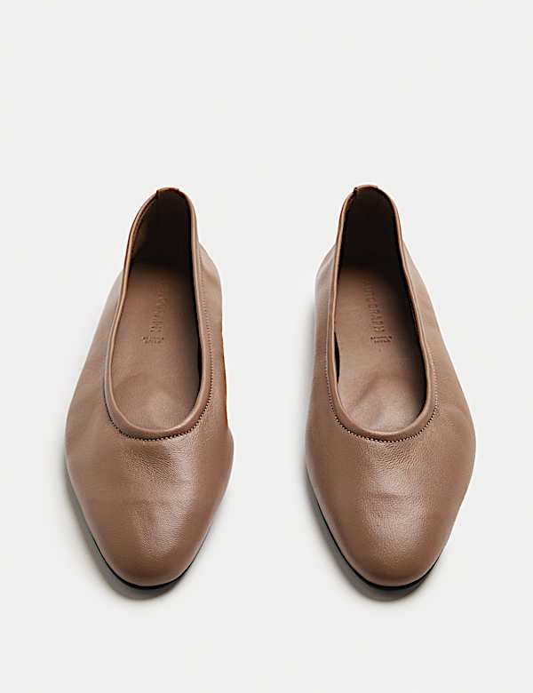 Leather Flat Ballet Pumps - AT