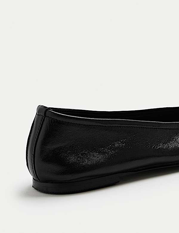 Leather Flat Ballet Pumps - CZ