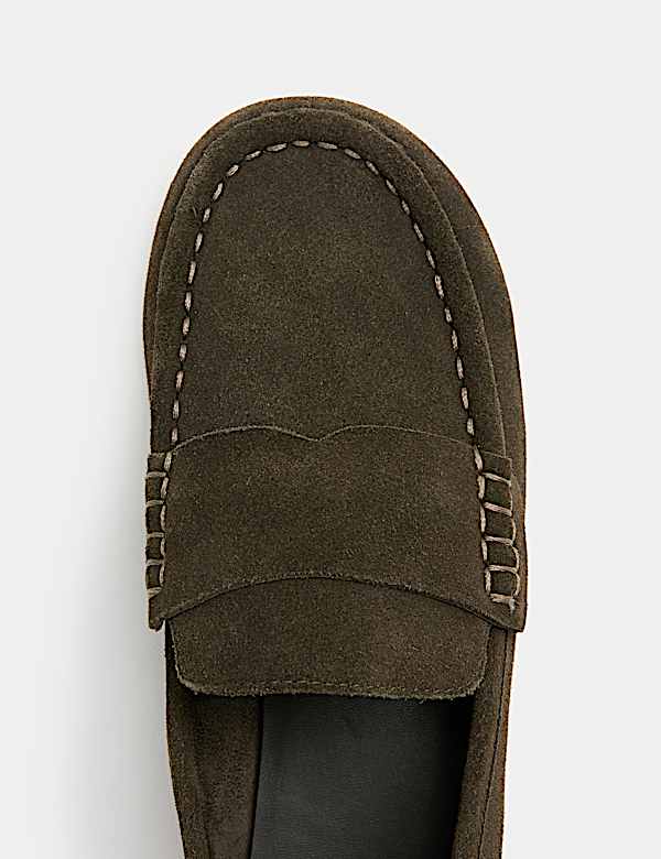 מוקסינים שטוחים מזמש עם תפרים קונטרסטיים - IL