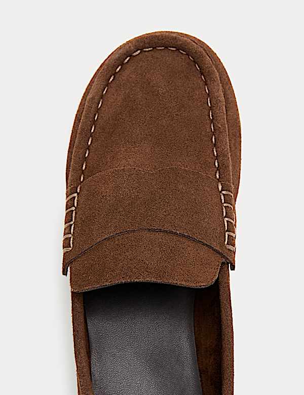 Suede Contrast Stitch Flat Loafers - CH