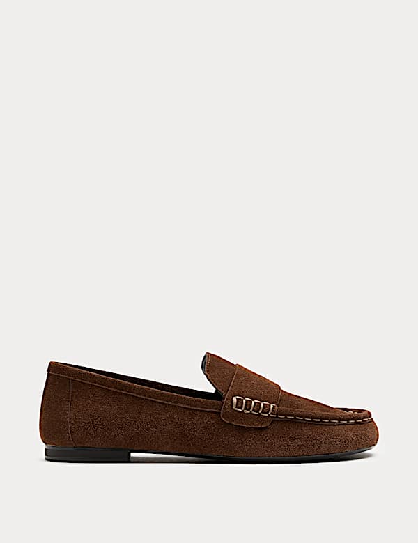 Suede Contrast Stitch Flat Loafers - CH