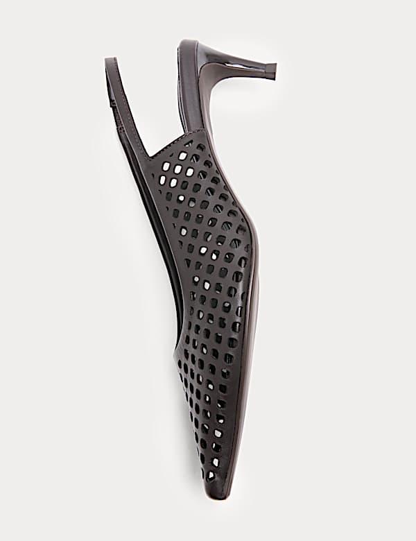 Leather Laser Cut Slingback Sandals - JP