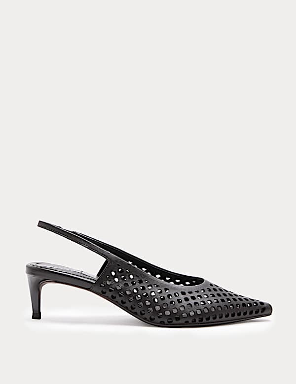 Leather Laser Cut Slingback Sandals - JP
