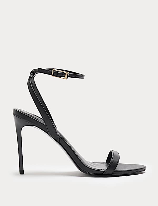 Leather Ankle Strap Stiletto Heel Sandals - ES