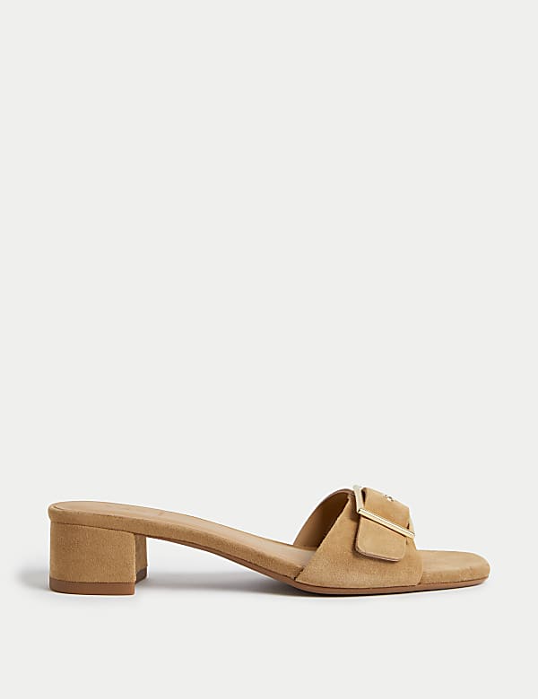Suede Buckle Block Heel Sandals SAND Sandals M S MY