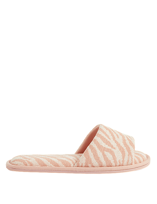 Zebra Print Open Toe Mule Slippers