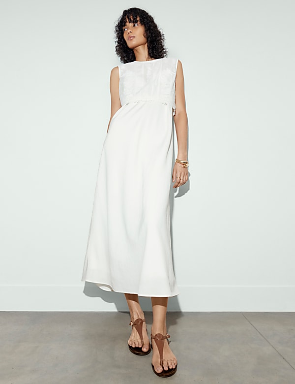 Marks Spencer Mesh Panel Dress Soft White 18 REG