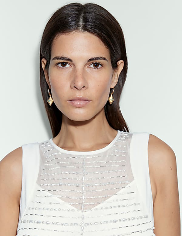 Sleeveless Beaded Tank Dress - LT