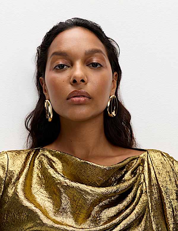 Metallic Draped Mini Dress - BE