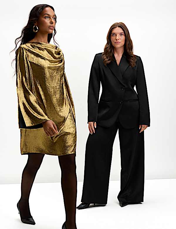 Metallic Draped Mini Dress - BE