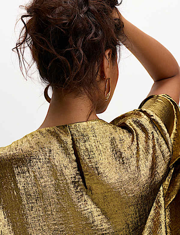 Metallic Draped Mini Dress - BE