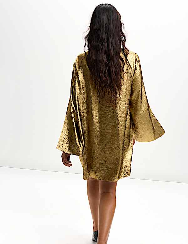 Metallic Draped Mini Dress - BE