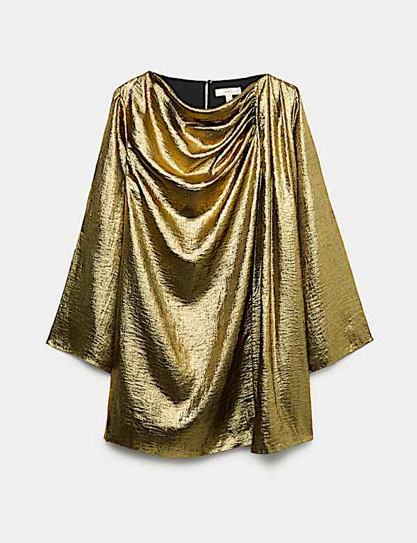 Metallic Draped Mini Dress - BE