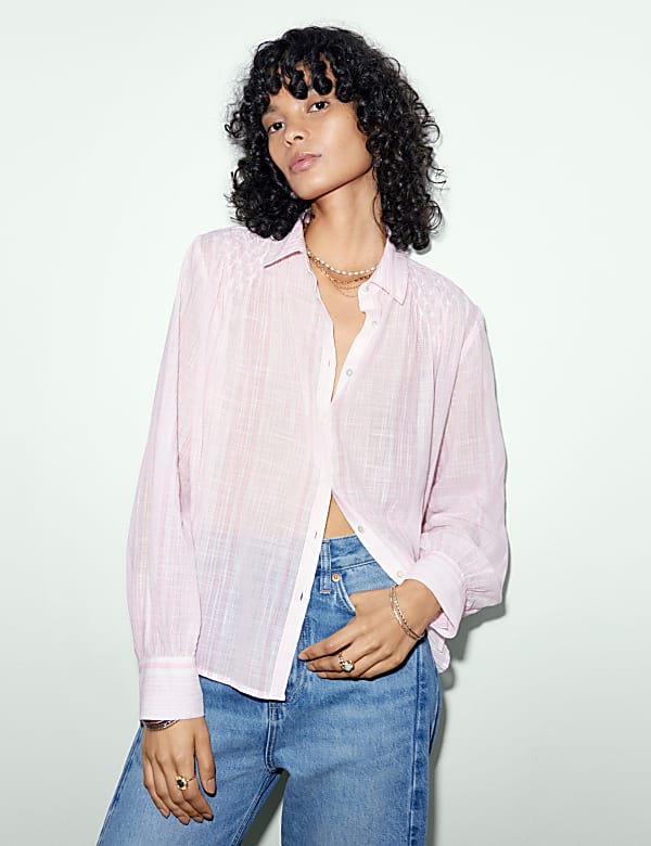 Gestreept overhemd van zuiver katoen - NL