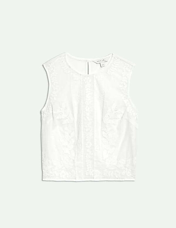 Pure Cotton Sleeveless Mesh Top - US