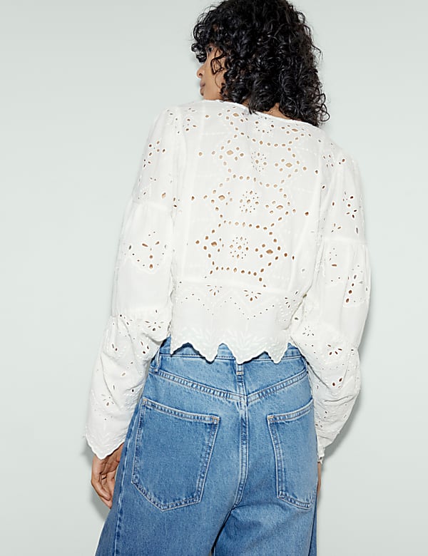 Pure Cotton Broderie Blouse - HU