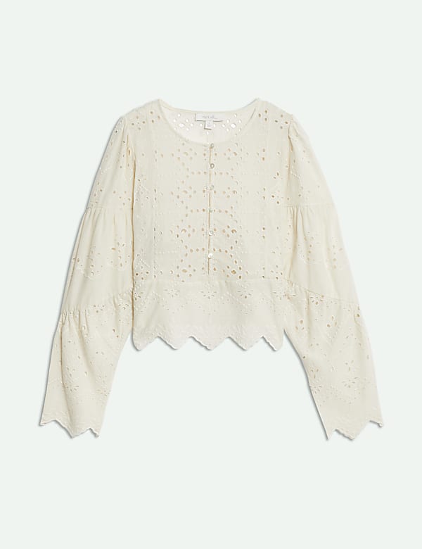 Pure Cotton Broderie Blouse - HU