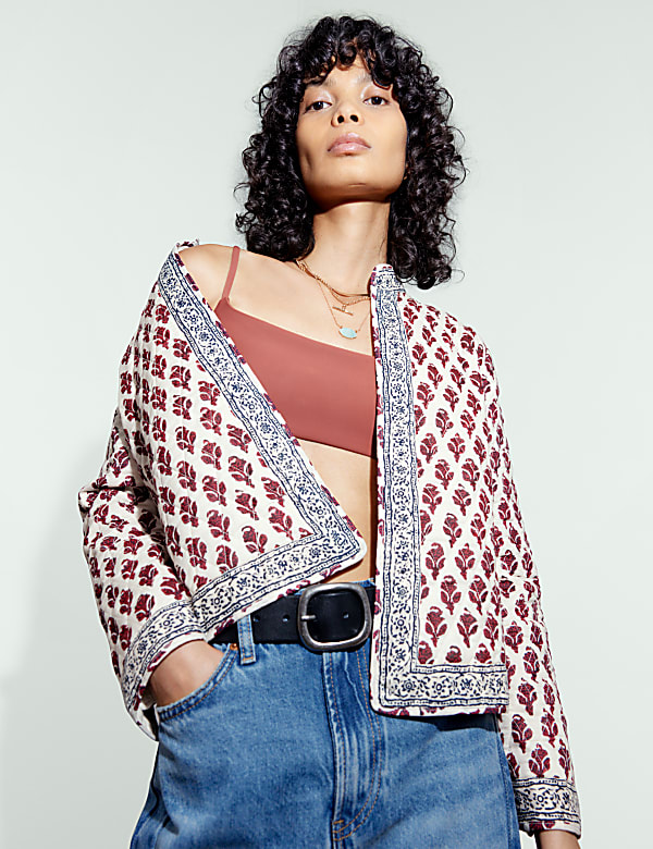 Pure Cotton Printed Quilted Jacket - KR