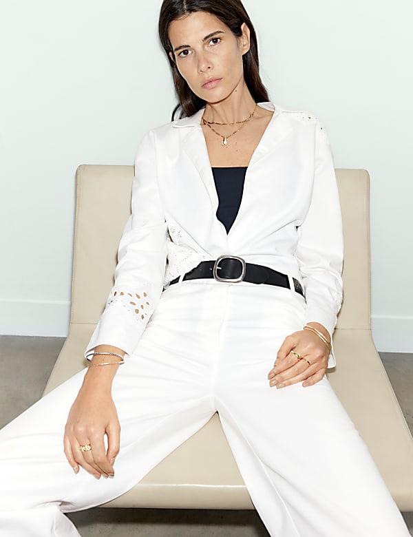 Puur katoenen jasje met uitsneden - BE