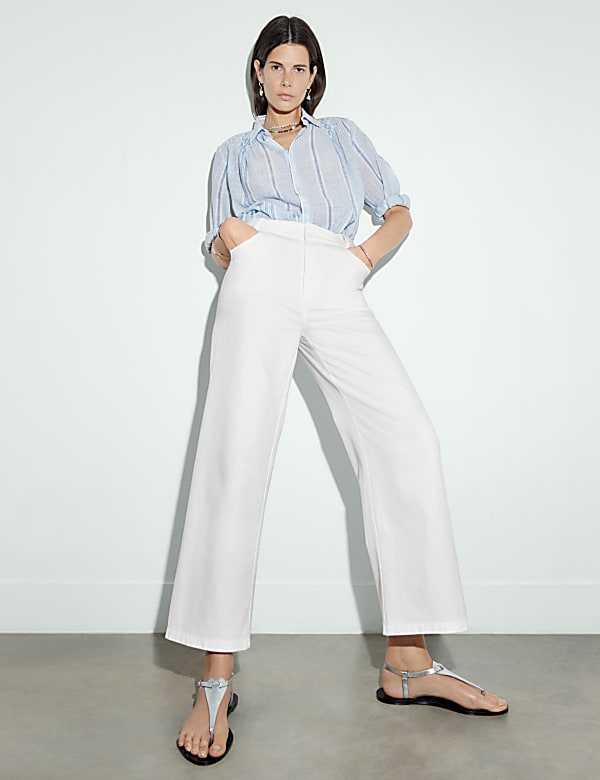 Pure Cotton Lace-Up Detail Trousers - NO