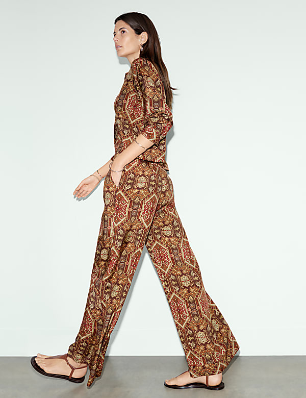 Printed Wide Leg Trousers - SK