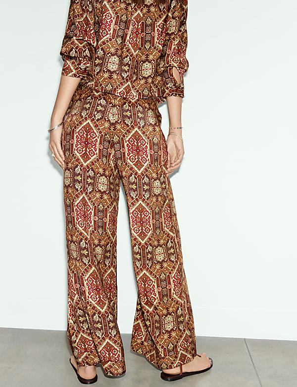 Printed Wide Leg Trousers - SK