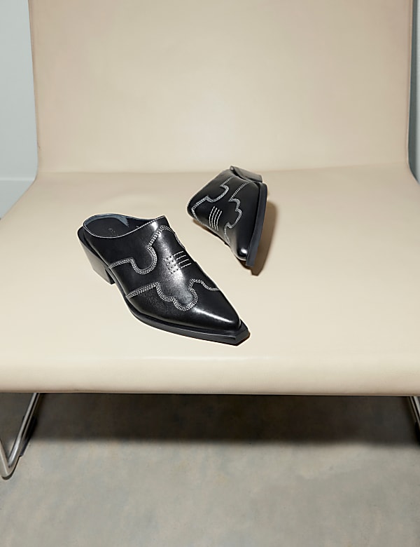 Leather Western Mules - DE