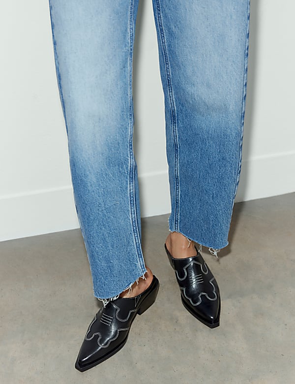 Leather Western Mules - DE