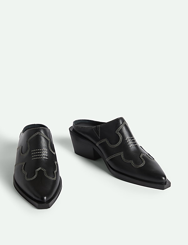 Leather Western Mules - DE