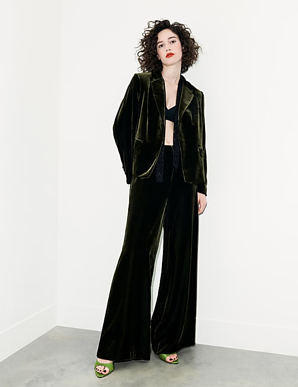 Velvet Wide-Leg Trousers - CY