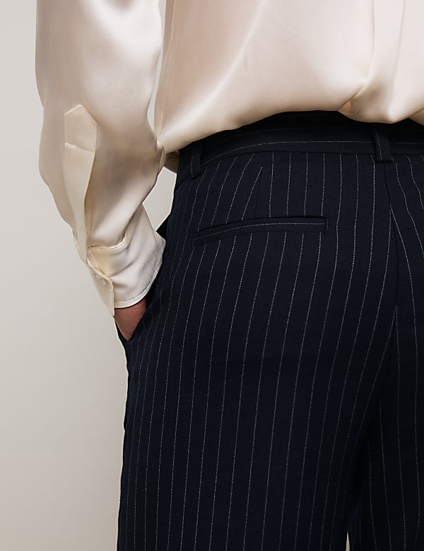 מכנסיים מתערובת צמר עם פסים דקים - IL